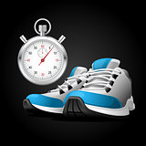 Pair of running shoes and stopwatch - healthy lifestyle