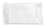 Wet wipes package with flap on white