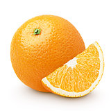 Orange citrus fruit with slice isolated on white