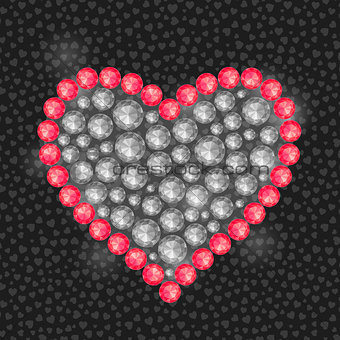 Heart Composed of Diamond Gem Stones