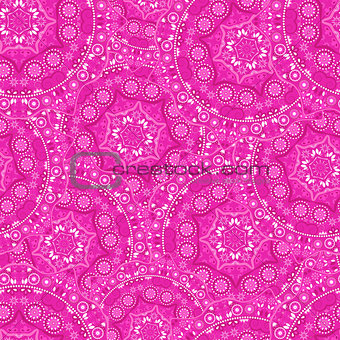 Pink Seamless Pattern with Round Mandala