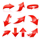 Red arrow icon set. Vector