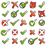 collection green checkmarks and red crosses