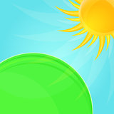 Shiny Glossy Sun and Green Meadow Background
