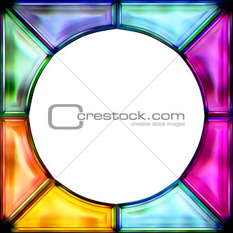  stained glass frame colorful round 