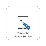 Tablet PC  Repair Service Icon. Flat Design.