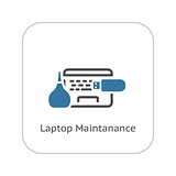 Laptop Maintanance Icon. Flat Design.