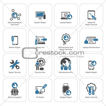 Repair Service and Maintenance Icons Set.