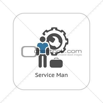 Service Man Icon. Flat Design.