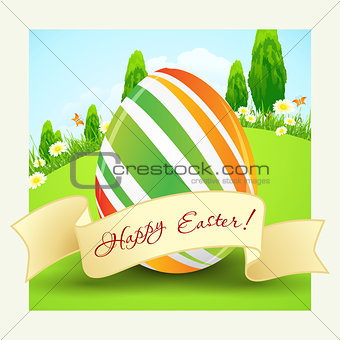 Easter Background with Decorated Egg