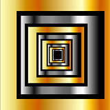 Gold and silver squares forming perspective