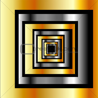 Gold and silver squares forming perspective