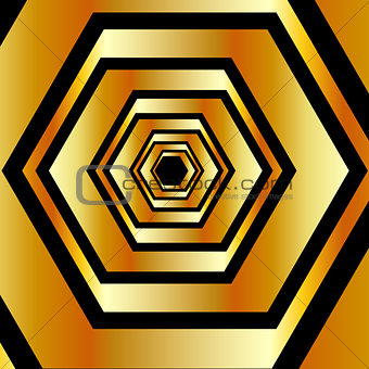 Golden hexagonal optical illusion