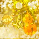 jazz instruments on shiny background