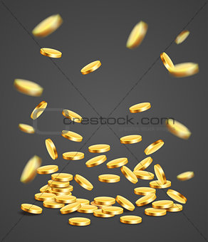 Gold coins falling down