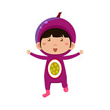 Kid In Fruit Costume. Vector Illustration