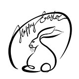hand drawn illustration with easter bunny