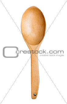 Wooden spoon on white