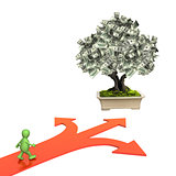 Money tree with dollar banknotes