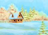 Winter Landscape, Rustic House