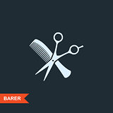 Hairdressing salon emblem - crossed scissors and comb