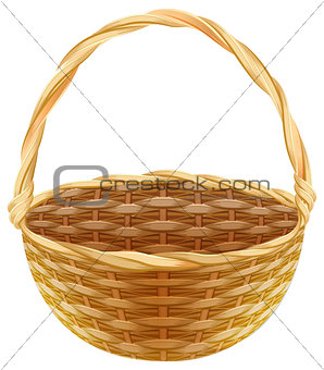 Empty wicker basket. Wicker basket made of straw