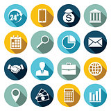 Vector set of 16 flat business icons.