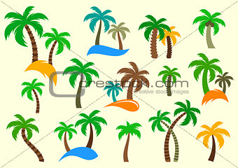 Vector palm tree silhouette icons