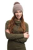 Pretty young woman in knitted cap