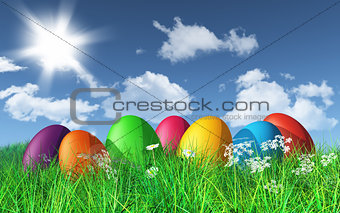 3D Easter eggs in grass