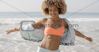 Girl Enjoy On Holidays Beach
