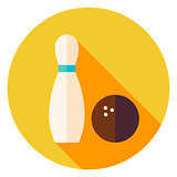 Bowling Ball and Skittle Circle Icon