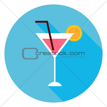 Cocktail Alcohol Drink Circle Icon