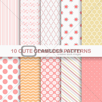 10 cute seamless  patterns
