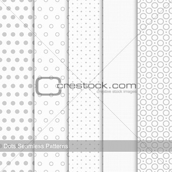 Set of seamless patterns with circles and dots.
