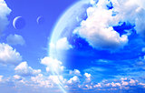 Beautiful sky, cloud and planet