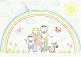 Happy family and rainbow