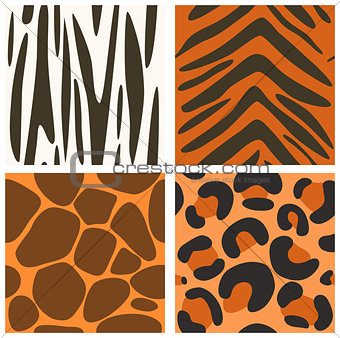 Collection of seamless animals skins textures 