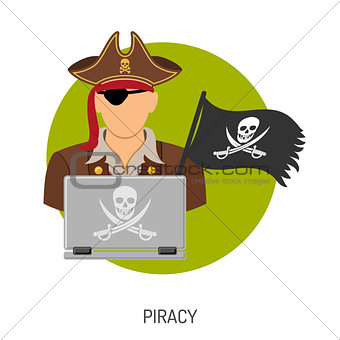 Piracy Concept with Pirate Icon