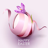 Happy Easter greeting card template with flower and ribbon