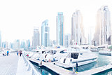 Dubai Marina with boats