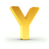 The letter Y as a polished golden object with clipping path