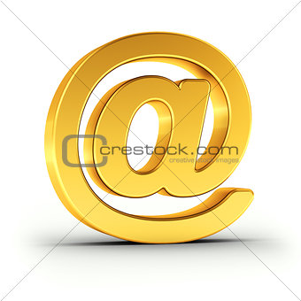 The Email symbol as a polished golden object with clipping path