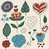 Vector Valentine's Day Floral Design Elements