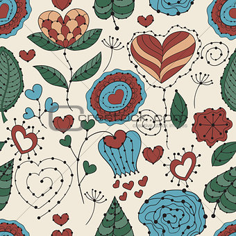 Vector Seamless Valentine's Day Floral Pattern