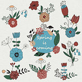 Vector Set of Spring Bouquets