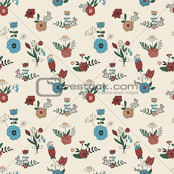 Vector Seamless Pattern with Spring Bouquets