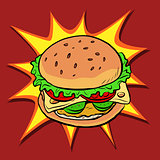 Burger fast food retro pop art