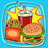 fast food fries burger drink cola