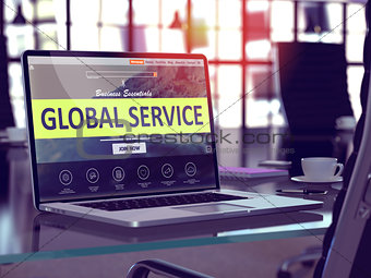 Global Service Concept on Laptop Screen.